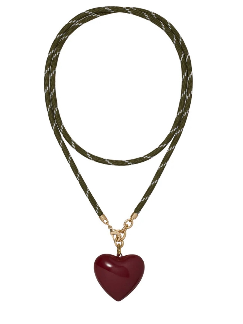 NWOT Roxanne assoulin happy cord black burgundy puffy heart necklace